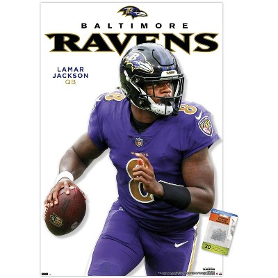 NFL Baltimore Ravens - Lamar Jackson 18 Wall Poster with Push Pins, 14.725  x 22.375 