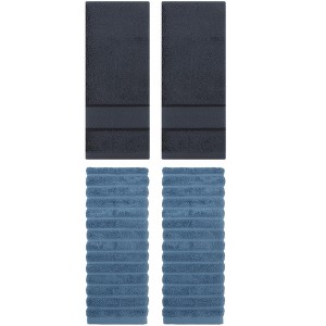 REGALWOVEN 4 Pcs Cotton Quick Drying Soft Striped Hand Towel 14" x 30" - 1 of 4