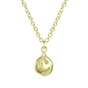 14K Gold plated pendant necklace with asymmetrical design and sparkling cubic zirconia accents - 1 of 3