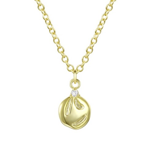 14K Gold plated pendant necklace with asymmetrical design and sparkling cubic zirconia accents - image 1 of 3