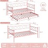 Daybed with Trundle Twin Metal Frame: Space Saving Design with Headboard & Steel Slat Support - for Bedroom, Living Room, Guest Room - 4 of 4