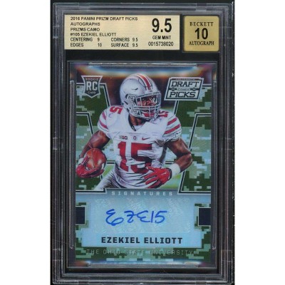 Ezekiel Elliott Rookie 2016 Panini Prizm DP Autographs Prizms Camo #105 BGS 9.5