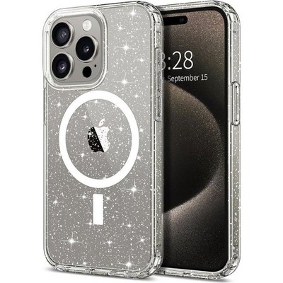 Entronix [Magnetic] Case Compatible with iPhone 16 Pro Max - [Hard Back] Glitter Clear