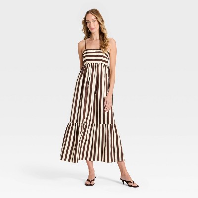 Женские платья A New Day Women's Cami Maxi Dress - A New Day™ Brown Striped S — фото 3