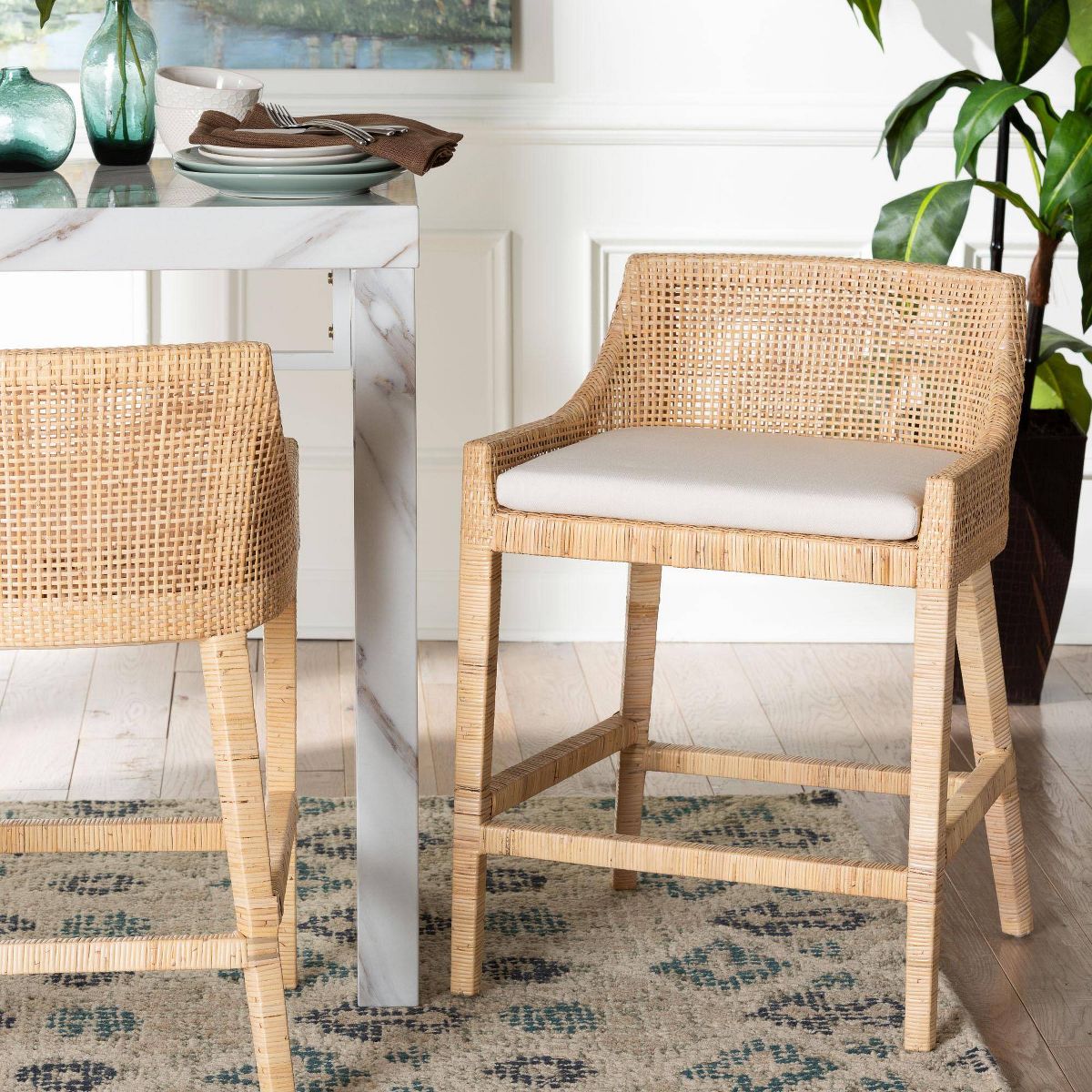 bali & pari Beata Natural Rattan Counter Stool Light Honey - thumbnail 5