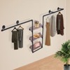 YIYIBYUS Industrial Pipe Clothing Rack Rustic Garment Hanging Bar with 3 Tiers Wood Shelves - 2 of 4
