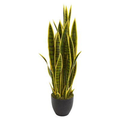 33" x 8" Artificial Sansevieria Plant with Planter - Nearly Natural