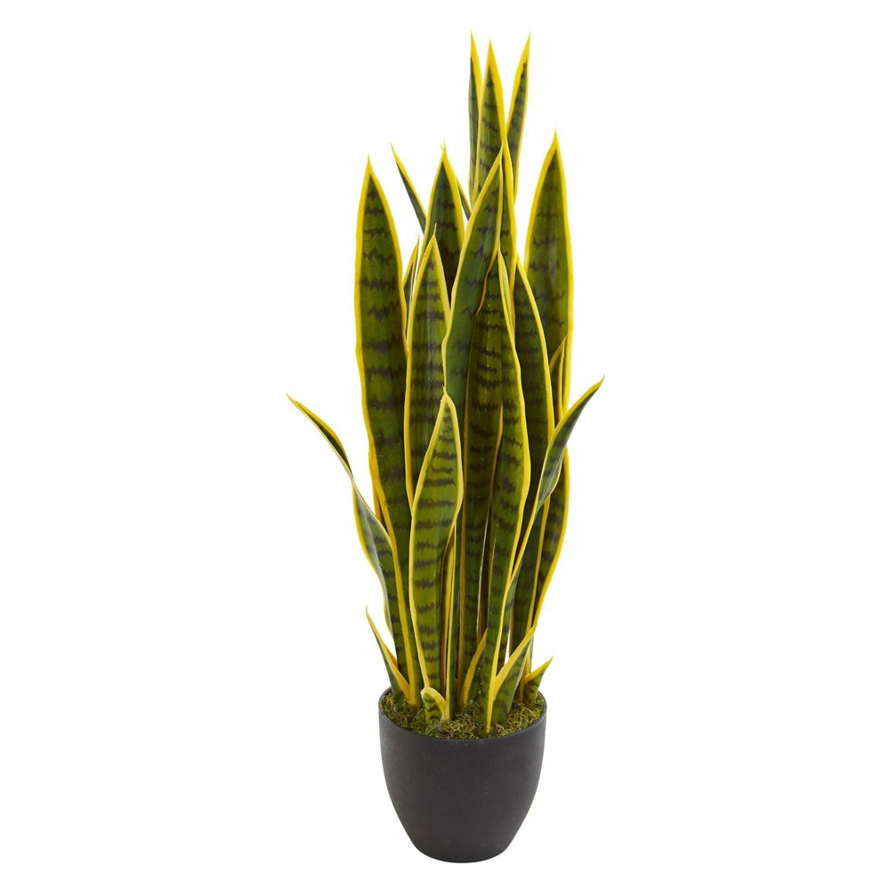 Photos - Garden & Outdoor Decoration 33" x 8" Artificial Sansevieria Plant with Planter - Nearly Natural