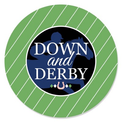 Big Dot of Happiness Kentucky Horse Derby - Horse Race Party Circle Sticker Labels - 24 Count