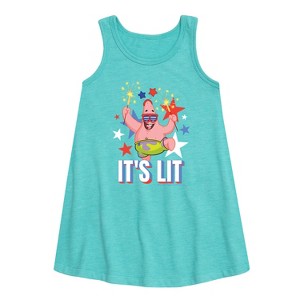 - SpongeBob SquarePants - Lit Fireworks Patrick Graphic Sleeveless Aline Dress - 1 of 4