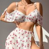 Clotth Elegent Lingerie Set - Babydoll Lingerie with Mesh & Lace Detail,Open Back with O-Ring Straps,Cute Sheer Skirt with High Slit, White Floral - 4 of 4