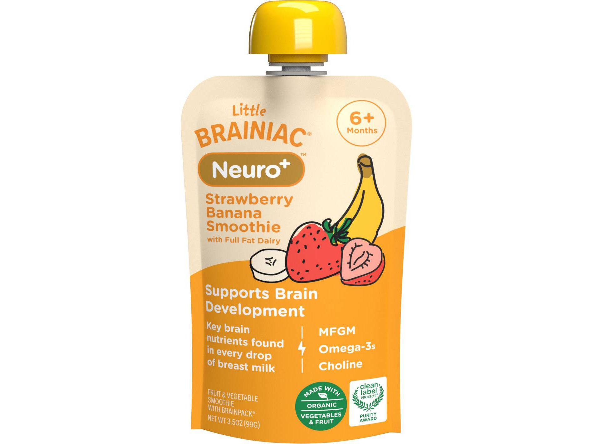 Brainiac Kids Little Brainiac Neuro+ Smoothie Baby Food Pouch with Omega 3s - Strawberry Banana - 3.5oz