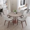 LeisureMod Bristol 36" Round Dining Table with MDF Top and Walnut Steel Pedestal Base for Modern Kitchen and Dining Room - 2 of 4