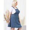 Agnes Orinda Women's Plus Size Denim Side Button Adjustable Strap Overall Jumpers - 4 of 4