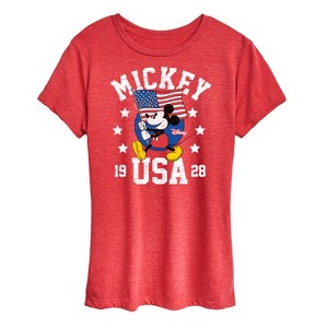 Women's - Disney - Mickey Waving Flag USA Short Sleeve Graphic T-Shirt - 1 of 4