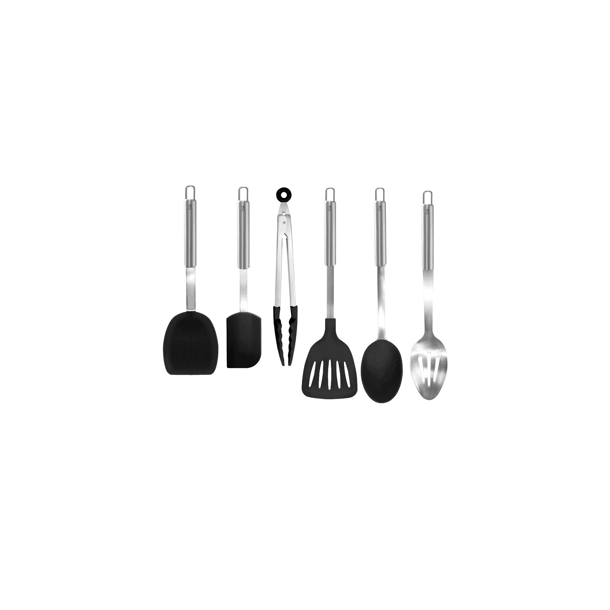 Henckels Cooking Tools 6-PC Kitchen Gadgets Sets with Spatula, Tongs, Cooking Spoon, 18/10 STAINLESS STEEL