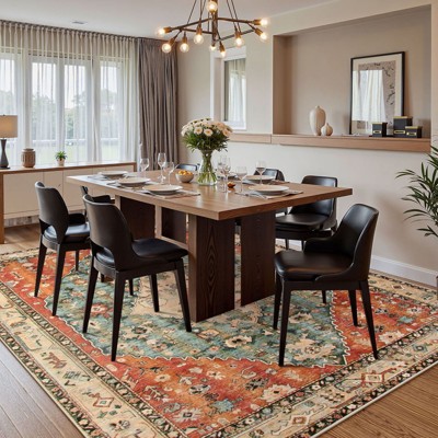 Lahome Boho Traditional 6'x9' Area Rugs Ultra-Thin Soft Washable Rugs for Living Room Non-Shed Print Indoor Carpet for Bedroom Playroom Nursery