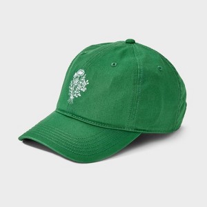 Embroidered Flower Baseball Hat - Mighty Fine Green - 1 of 4
