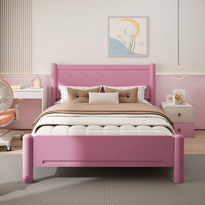 GDFStudio Pansy Wood Platform Bed Frame with Headboard