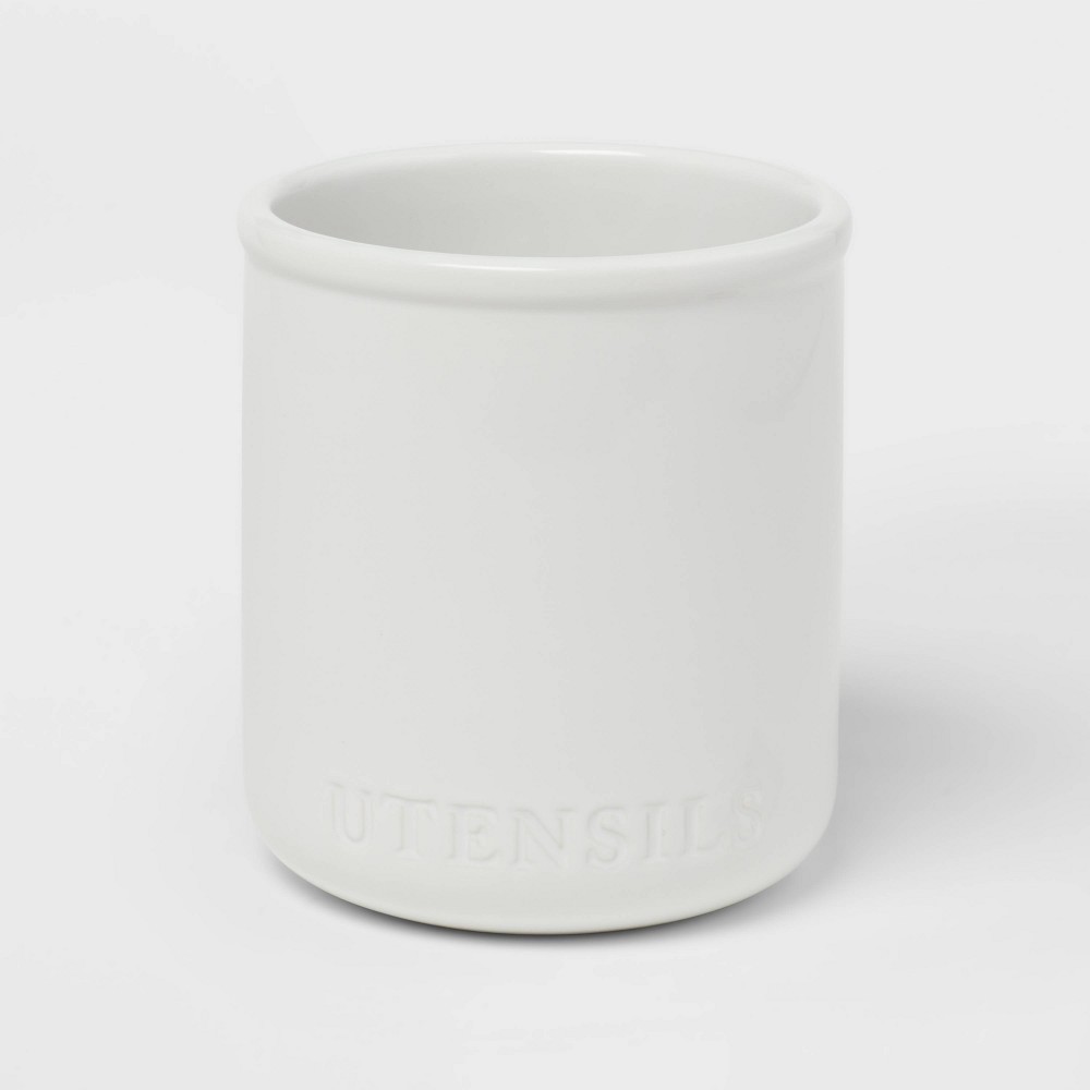 Stoneware Hand Lettered Utensil Holder - Thresholdâ„¢