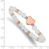 Chisel Stainless Steel Polished Rose IP-plated Heart 6mm White Agate Beaded Stretch Bracelet - 4 of 4