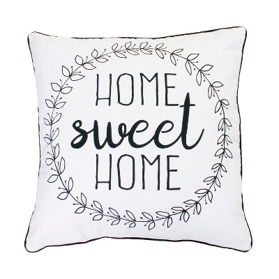 20"x20" 'Home Sweet Home' Oversize Square Throw Pillow Bright White - Decor Therapy