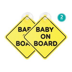 Belle Baby on Board Signs with Suction Cup for Cars, 2 Pack, Yellow - 1 of 4