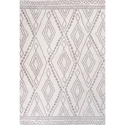 Ivory and Gray 4' x 6' Synthetic Diamond Area Rug