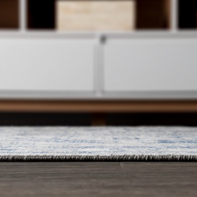 Modern Persian Medallion 6.3"x27.03" Gray Synthetic Runner Rug