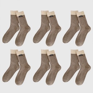Anna-Kaci Women's Two-Tone Ribbed Socks 6pk - Classic & Comfortable Mid-Calf Socks for Everyday Wear - 1 of 3