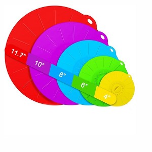 Itopfox Silicone Lids - 5 Pack Heat Resistant Microwave Splatter Cover, Reusable Suction Lids for Food Storage Fits Bowls, Cups, Skillets, Plates - 1 of 4