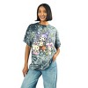 Kuromi, My Melody and Hello Kitty Puff Print Mushroom Scene Women’s Black Cloud Wash Crew Neck Short Sleeve T-shirt - 2 of 3