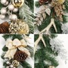 6Ft Christmas Garland with Lights, Prelit Outdoor Xmas Garland with Gold Ball Ornaments Pine Cones Antlers - 3 of 4
