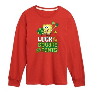 Boys' - SpongeBob Squarepants - Luck Of The Square Pants Long Sleeve Graphic T-Shirt - 1 of 4