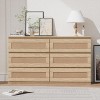 6-Drawer Rattan Dresser for Bedroom, Double Wood Chest of Drawers for Closet, Nightstand, TV Stand - 4 of 4