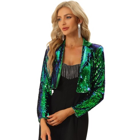 green sequin jacket womens