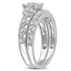 EVERLY JEWELRY | Sterling Silver 1/3 CT TDW Diamond Double Row Halo Bridal Ring Set - 2 of 4