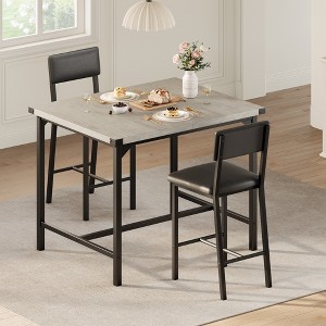 Dining Table Set for 2 w/Counter Height Table & 2 Upholstered Stools,3-Pcs Kitchen Table Set with Corner Protector,for Kitchen Room,Apartment,Pub - 1 of 4