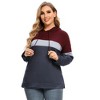 Garvee Women Plus Size Striped Color Block hoodie Drawstring Long Sleeve Hooded Pullover Sweatshirt - 2 of 4