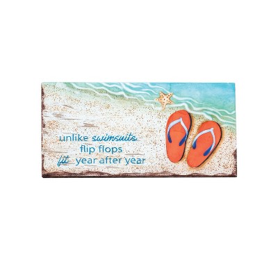 Beachcombers Seaside Flip Flop Table Sitter Wood Block With Saying Home Decor Beach Coastal Ocean 10 x 0.5 x 5
