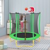5.5FT Trampoline for Kids - 65" Outdoor & Indoor Mini Toddler Trampoline with Enclosure, Basketball Hoop and Ball Included-ModernLuxe - 2 of 4