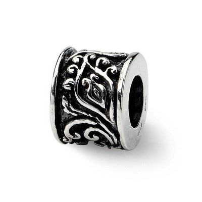 Black Bow Jewelry Sterling Silver Floral Scroll Bali Bead Charm