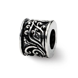 Black Bow Jewelry Sterling Silver Floral Scroll Bali Bead Charm - 1 of 3