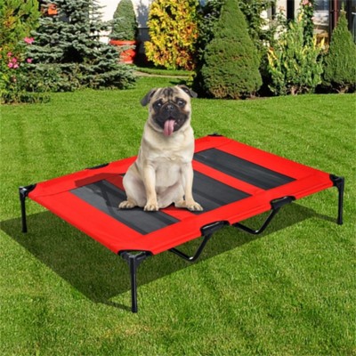 VisioGear Outdoor Pet Bed with 4 Legs, Portable Pet Bed for Camping, Hiking, Red, 48.25"*36"*9.25"