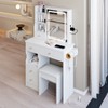 29.2" Makeup Vanity Desk with Mirror, Small Makeup Vanity Table with Stool, Dressing Table with Hair Dryer Bracket & Open Storage for Small Space - 4 of 4