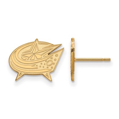 Black Bow Jewelry 14k Yellow Gold Columbus Blue Jackets NHL Stud Earrings