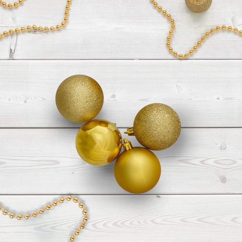 Northlight 60ct Shatterproof 4-Finish Christmas Ball Tree Ornament Set 2.5" - Gold, 2 of 4