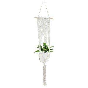 Unique Bargains Macrame Plant Hanger Woven Cotton Indoor Outdoor Decorative - 1 of 4