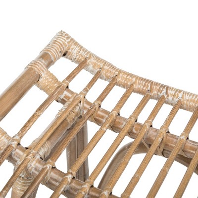 Leda Grey White Wash Rattan Saddle Bar Stool