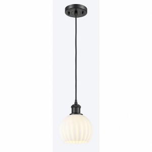 White Venetian - 1 Light Cord Hung Mini Pendant In Modern Style-8 Inches Tall and 6 Inches Wide - 1 of 1